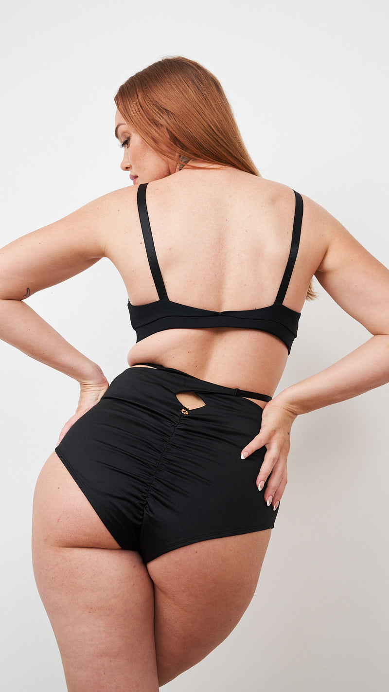 Bailey Bottom - Adjustable Cut Out High Waist Bottoms Recycled  Black