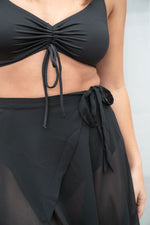 High Waist Skirt - Mesh Wrap Dance Skirt Black