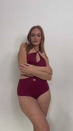 Bailey Bottom - Adjustable Cut Out High Waist Bottoms Recycled Burgundy