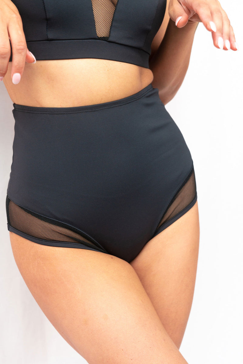 Midnight High Waist - Mesh Cut Out High Waist Bottoms Recycled