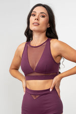 Addison Top - Mesh Cut Out High Neck Top Recycled