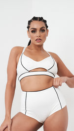 Missy Top - Piping Detail Cut Out Top Recycled White