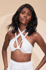 Abbey Bra - Criss Cross Underwire Halter Bra Recycled White