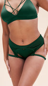 Cora Low Waist - Mesh Cut Out Garter Low Waist Bottom Recycled Moss Green